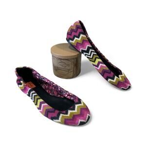 Missoni for Target Ballet Flat Shoes Purple Zig-Zag Chevron Knit Fabric US 8